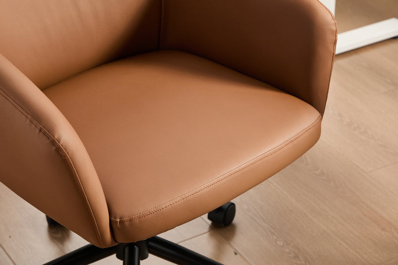 Stevie 23\" Swivel Leather-Like Office Chair with Adjustable Height – Dark Brown