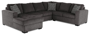 Legend 4-Piece Left-Facing Chenille Sleeper Sectional - Pewter 