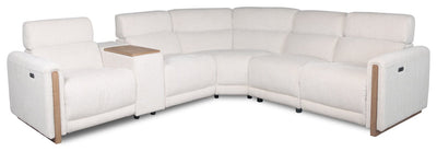 Sable Modular 6-Piece Chenille Fabric Power Reclining Sectional with Power Headrests and USB Port - Alabaster White | Sofa sectionnel modulaire à inclinaison électrique Sable 6 pièces en chenille avec appuie-têtes électriques et port USB - blanc albâtre