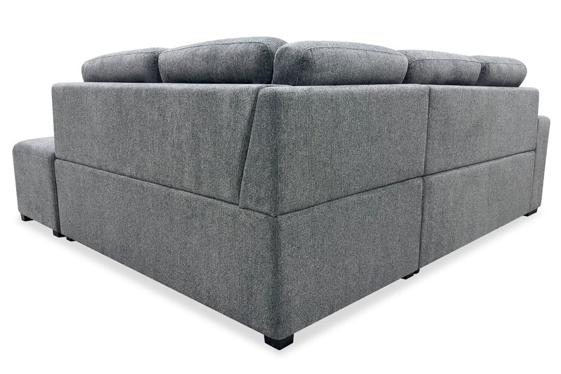 Coast 3-Piece Right-Facing Fabric Sleeper Sectional with Storage and Ottoman - Smoke