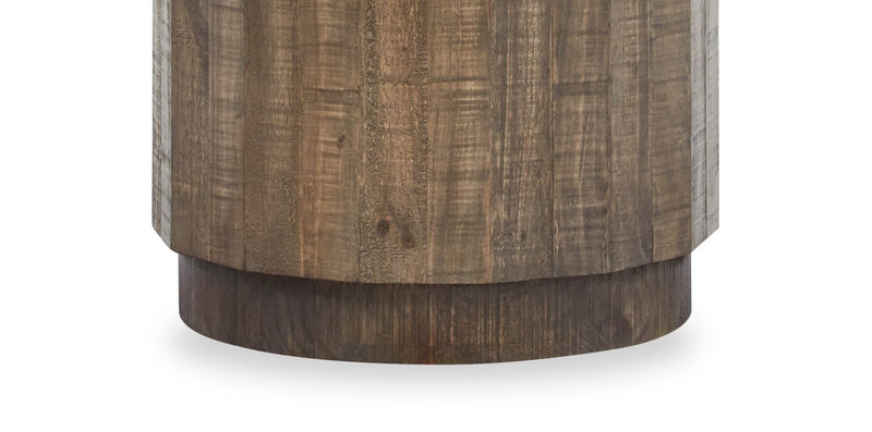 Elm 20” Round Rustic Pine End Table - Brown