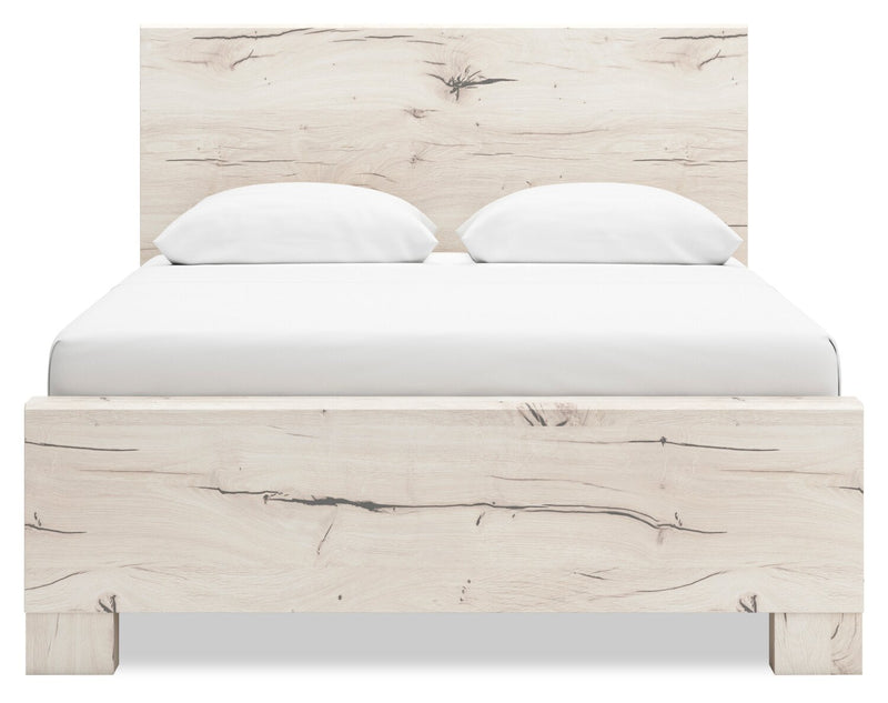 Derekson 5pc Bedroom Set with Side Storage Bed, Dresser & Mirror, Rustic White - Queen Size