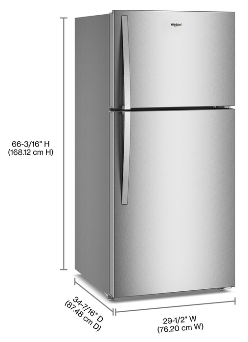 Whirlpool 29.5\" 19 Cu. Ft. Top Freezer Refrigerator with Total Coverage Cooling - Fingerprint-Resistant Stainless Steel - WRTX7419SZ 