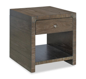 Avalon 22” Modern Solid Wood End Table with Storage - Brown