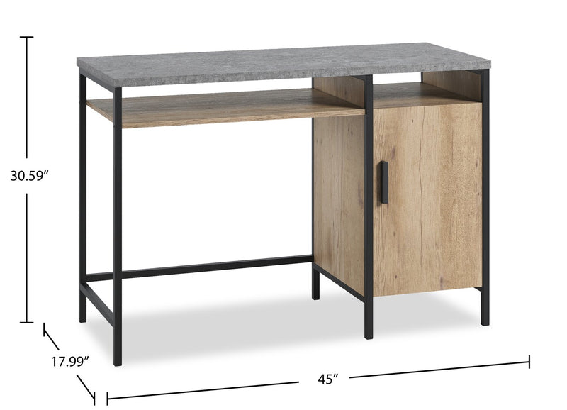 Bradley 45\" Pedestal Office Desk with Cabinet – Prime Oak 