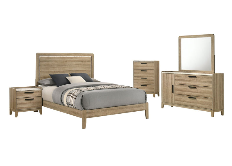 Sable Bedroom 3-Drawer Dresser with Storage Cabinet, 59\"W x 37\"H - Light Brown