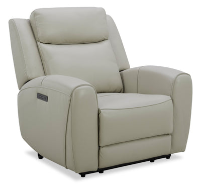 Reign 41.25" Top-Grain Genuine Leather Power Reclining Chair with USB Port - Deltona Moonshine Taupe | Fauteuil à inclinaison électrique Reign de 41,25 po en cuir véritable de qualité supérieure avec port USB - taupe clair de lune Deltona