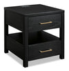 Julian 22” Contemporary End Table with Storage and USB Ports - Black