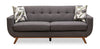 Kort & Co. Freeman 80” Linen-Look Fabric Condo Size Sofa with Wood Legs - Charcoal Grey