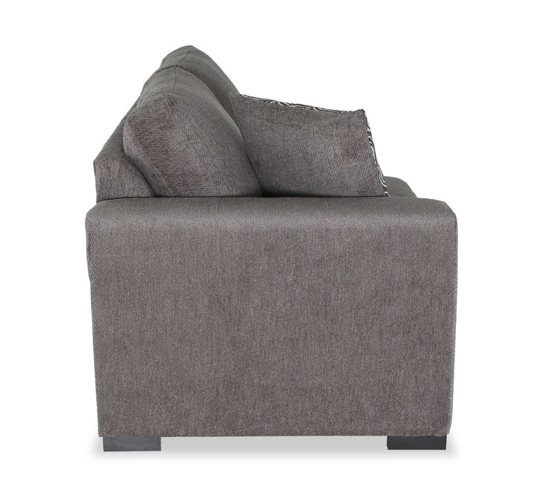 Made in Canada Legend 2-Piece Right-Facing Chenille Fabric Cuddler Sleeper Sectional - Pewter Brown