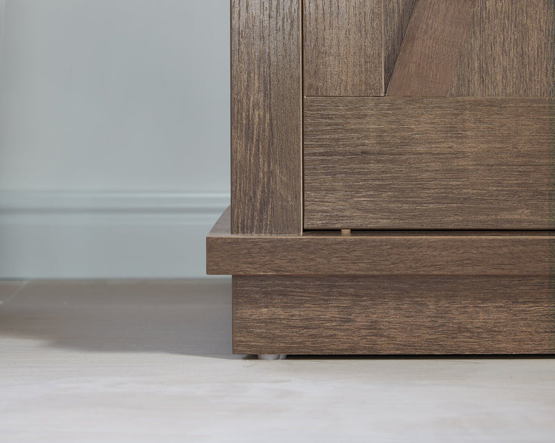 Bristow 31” Accent Cabinet with Shelves and Sliding Barn Door - Walnut Oak