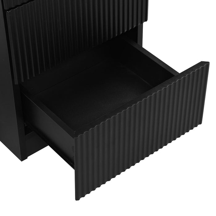 Ridley 55.1\" Convertible L-Shaped Desk with 3-Drawers - Black and Oak