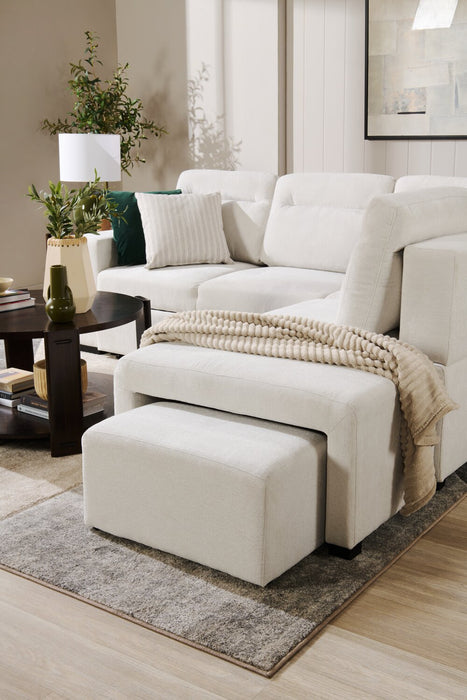 Primo Coast 3-Piece Right-Facing Ivory White Fabric Sleeper Sectional with Storage Chaise and Storage Armrest