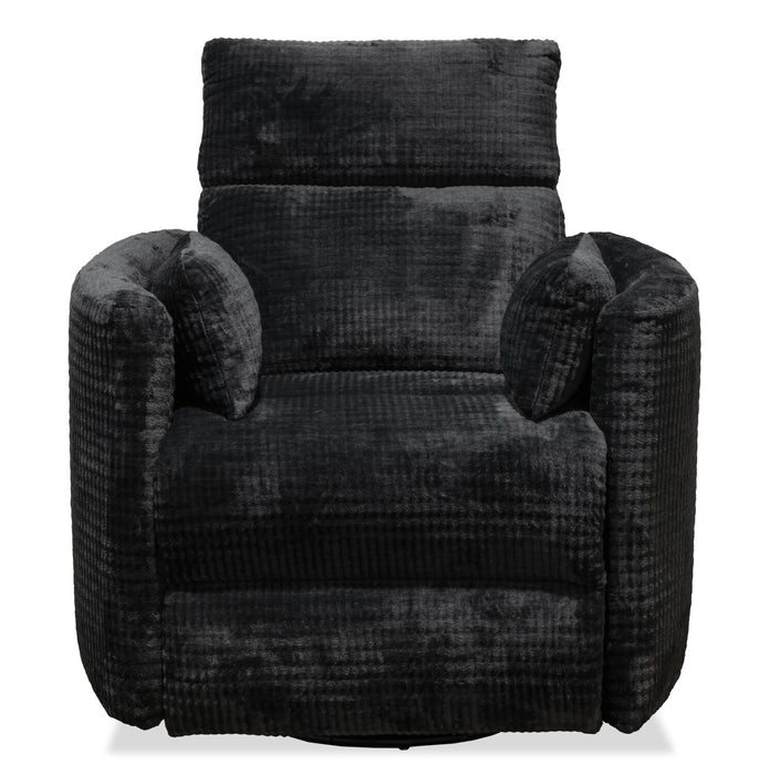 Remi 38\" Fabric Swivel Glider Power Reclining Chair with USB Ports – Charcoal 
