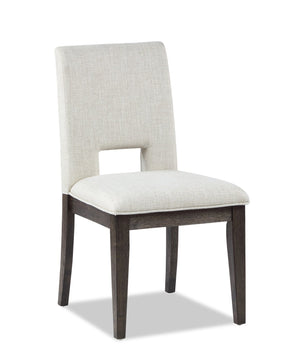 Zelda Dining Chair with Chenille Fabric - White & Espresso Brown