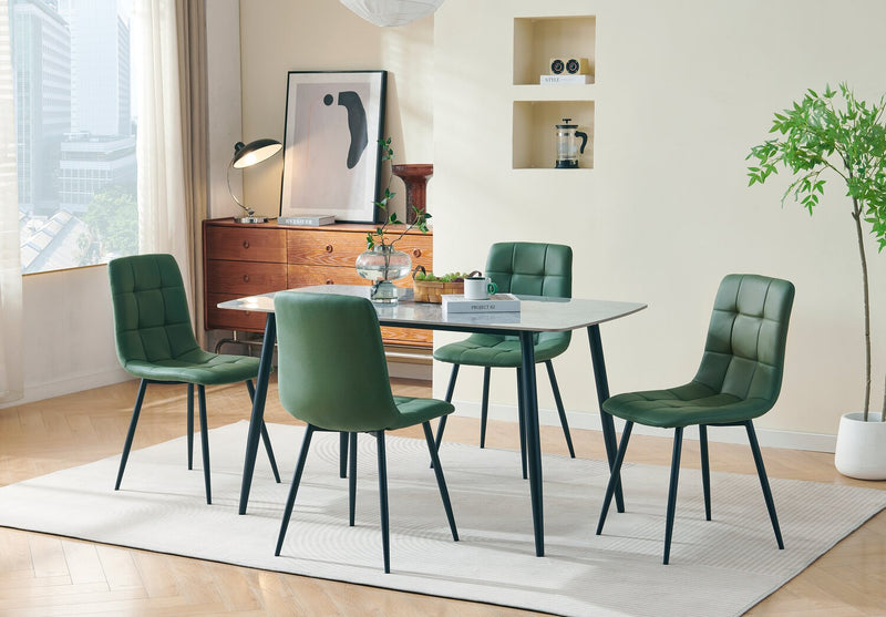 Arlo Dining Chair with Cushion Fabric Tufted Seat & Back, Metal – Green