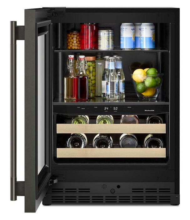 KitchenAid 24\" Beverage Centre with Wood-Front Racks – Black Ore - KUBL524SBE
