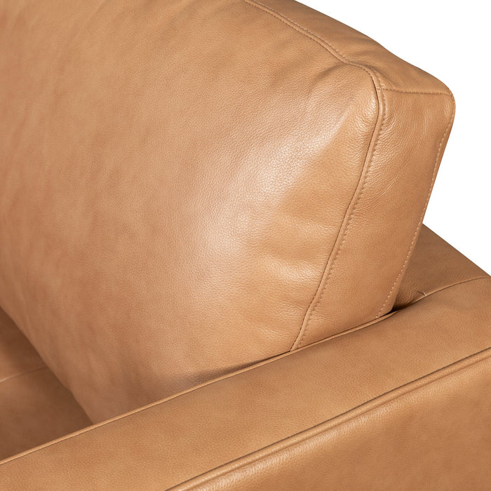 Edge 2-Piece Left-Facing Genuine Leather Sectional with Wood Legs and Removable Back Cushions - Brown