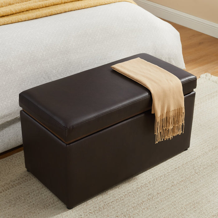 Edmonton 32\" Faux Leather Storage Ottoman - Espresso