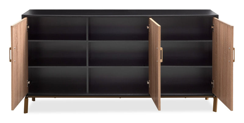 Alenna 60\" 3-Door Accent Cabinet - Black with Weathered White Doors