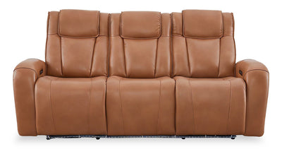 Shaquille O’Neal Home Titan 92" Genuine Leather Power Reclining Sofa with Shaq-o-pedic Comfort – Earth | Sofa à inclinaison électrique Titan de Shaquille O’Neal Home de 92 po en cuir véritable avec confort Shaq-o-pedic -  terre