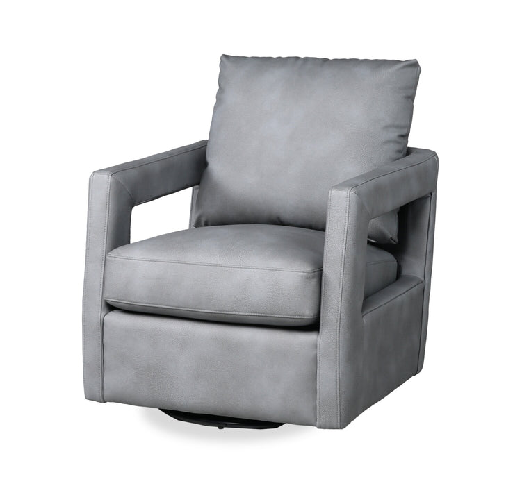 Ever 28\" Swivel Leather-Like Fabric Accent Chair – Grey