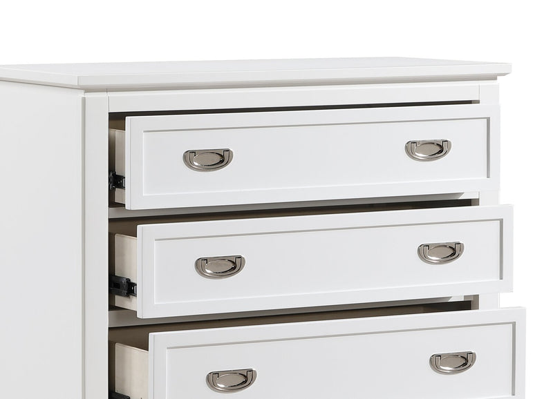 Quinn Bedroom Chest of Drawers, 5-Drawer, 36.5\"W x 48.5\"H - White