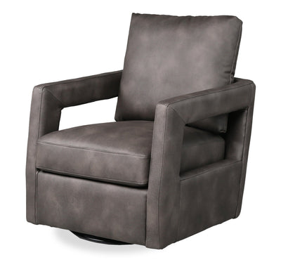 Ever 28" Swivel Leather-Like Fabric Accent Chair – Dark Brown  | Fauteuil d’appoint pivotant Ever de 28 po en tissu d’apparence cuir - brun foncé