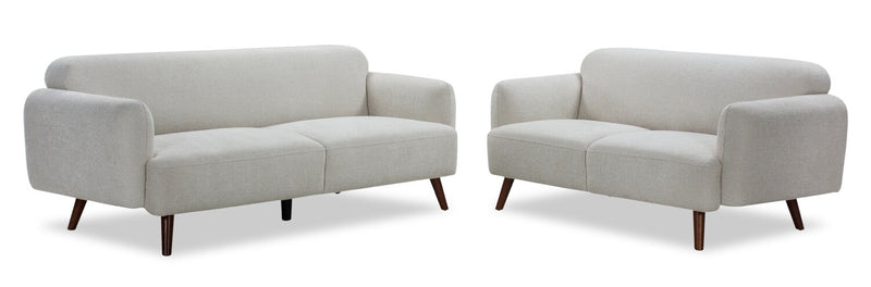 Sadie 63\" Fabric Loveseat with Rubberwood Legs – Beige