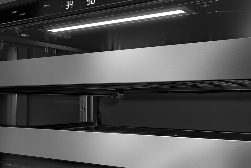 KitchenAid 24\" Beverage Centre with Wood-Front Racks – Black and Stainless Steel - KUBR524SSB 