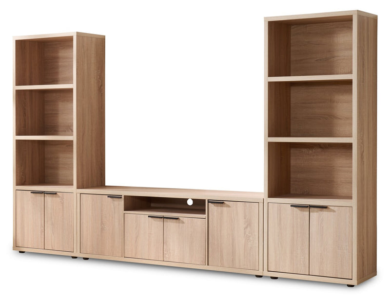 Noren 115\" 3-Piece Entertainment Centre with Storage for TVs up to 70\"- Light Oak