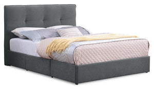 Amos Charcoal Upholstered Storage Bed with Tufted Headboard - King