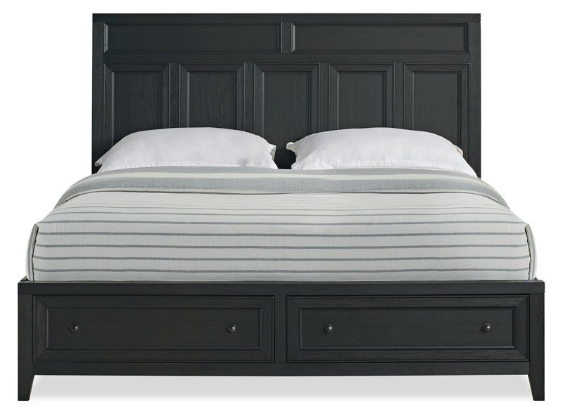 Casa 6pc Bedroom Set with Bed, Dresser, Mirror & Nightstand, Black - King Size