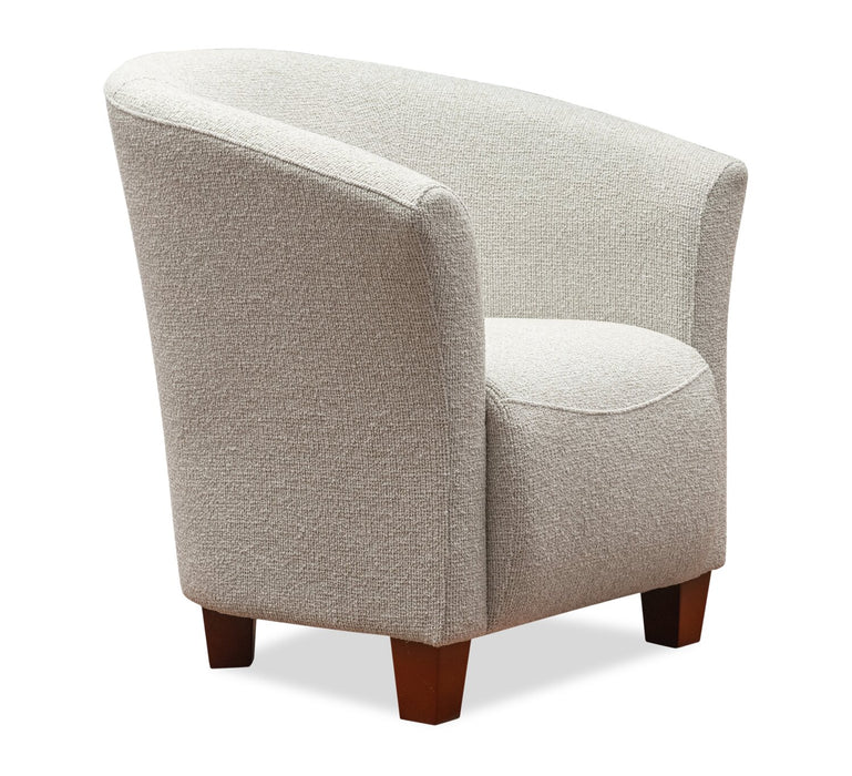 Ethan 31\" Linen-Look Fabric Tub-Style Accent Chair with Wood Legs – Linen 