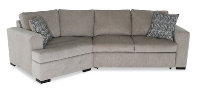 Made in Canada Legend 2-Piece Left-Facing Chenille Fabric Cuddler Sleeper Sectional - Platinum Beige | Sofa-lit sectionnel enveloppant de gauche Legend 2 pièces fabriqué au Canada en tissu de chenille - beige platine