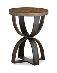 Brewer 20” Industrial Solid Wood Round End Table - Rustic Honey