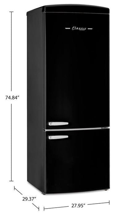 Unique Classic Retro 28\" 17 Cu Ft. Bottom Mount Refrigerator - Black - UNQ-455L B AC
