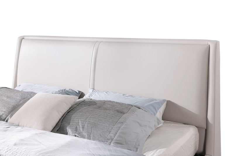 Nico Leather-Look Storage Queen Bed – Taupe