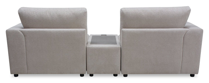 Voyage Modular 3-Piece U-Shaped Fabric Sectional with Console and Removable Back Cushions – Beige