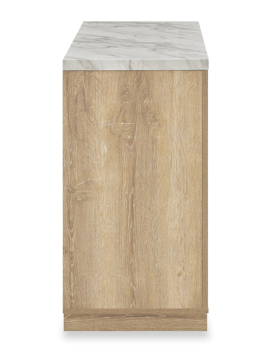 Vega Dining Server with Storage & 4 Drawers, Marble Look, 66\"W - Natural & White