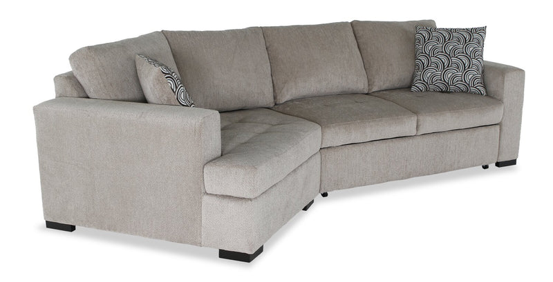 Made in Canada Legend 2-Piece Left-Facing Chenille Fabric Cuddler Sleeper Sectional - Platinum Beige