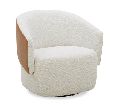 Soho Swivel Accent Chair - Azalea Snow and Dakota Tan | Fauteuil d’appoint pivotant Soho - neige azalée et brun clair Dakota