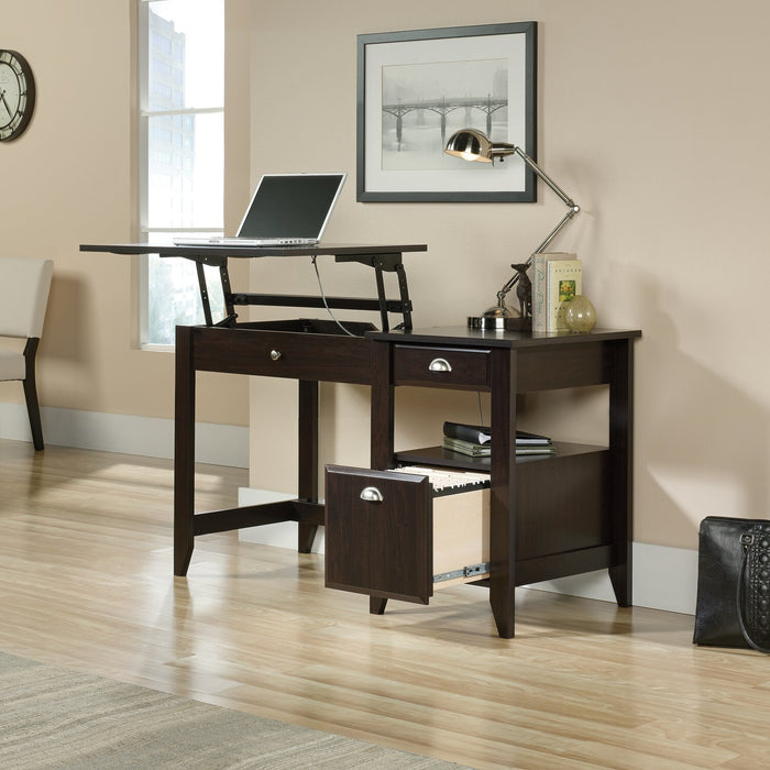 Murray 53” Traditional Lift Top Office Desk with Storage - Dark Brown