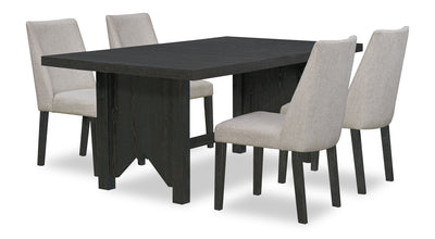 Emery 5pc Dining Set with Table & 4 Chairs, Wood, 72-96"W Extension - Black & Grey | Ensemble de salle à manger Emery 5 pièces en bois avec table, rallonge, 72 po à 96 po (L) et 4 chaises - noir et gris