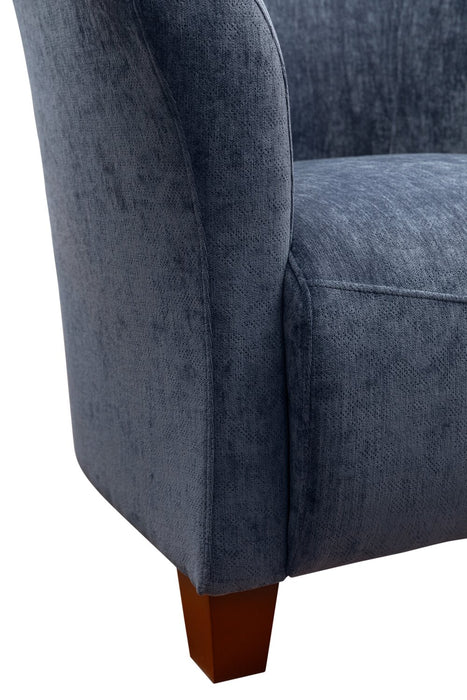 Ethan 31\" Linen-Look Fabric Tub-Style Accent Chair with Wood Legs – Navy  