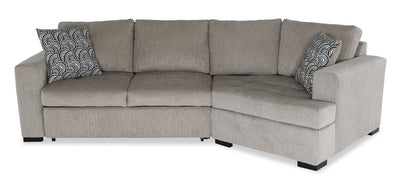 Made in Canada Legend 2-Piece Right-Facing Chenille Fabric Cuddler Sleeper Sectional - Platinum Beige | Sofa-lit sectionnel enveloppant de droite Legend 2 pièces fabriqué au Canada en tissu de chenille - beige platine