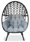 Kort & Co. Coco Outdoor Patio Egg Chair - Hand-Woven Resin Wicker, UV & Weather Resistant - Dark Grey/Grey