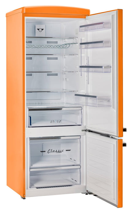 Unique Classic Retro 28\" 17 Cu Ft. Bottom Mount Refrigerator - Orange - UNQ-455L O AC