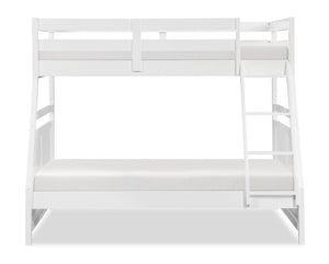 Quinn Bunk Bed with Ladder & Guard Rail for Kids, White - Twin/Full