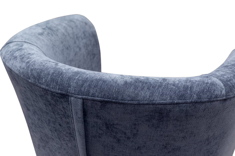 Ethan 31\" Linen-Look Fabric Tub-Style Accent Chair with Wood Legs – Navy  